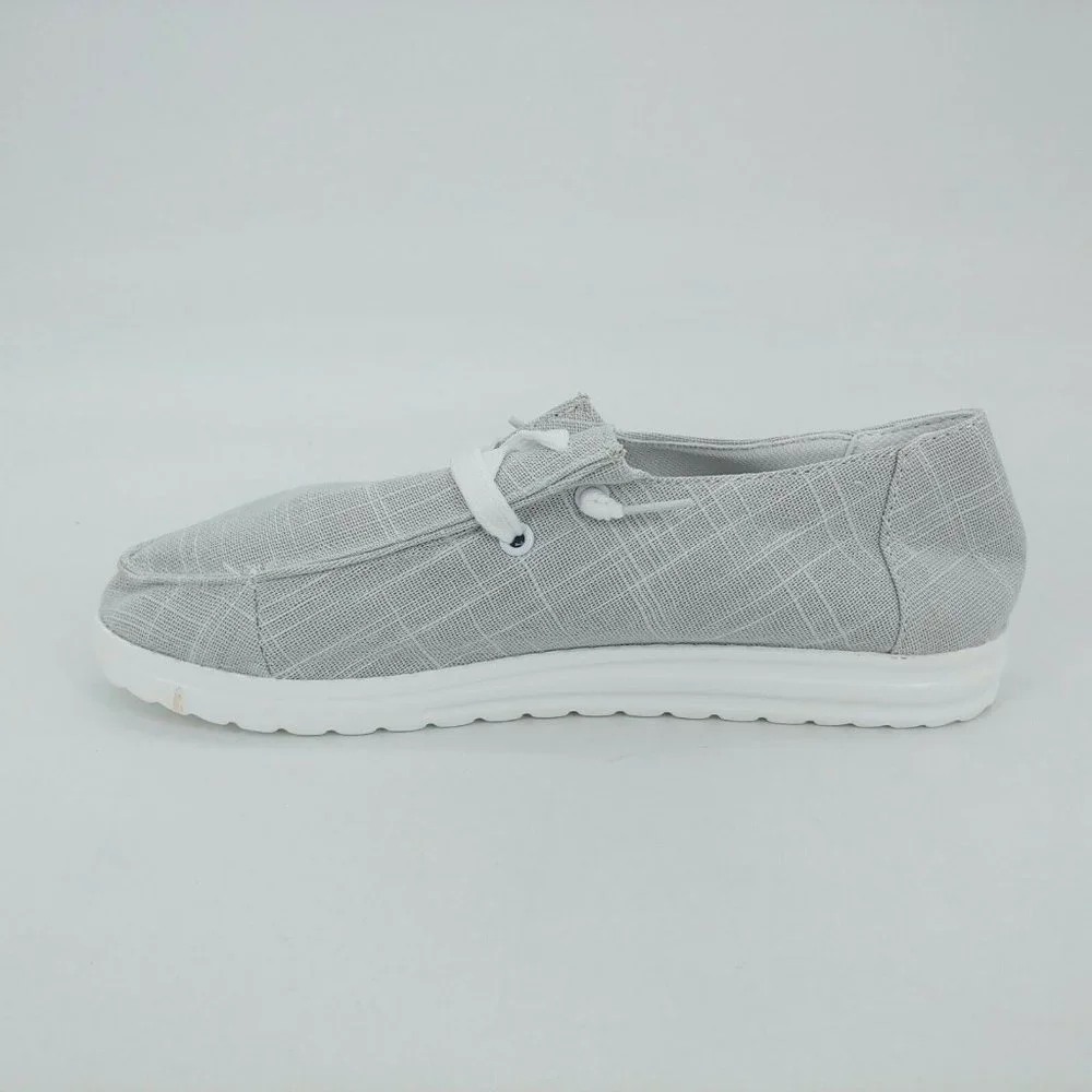 Womens Canvas‎ Lace Up Boat Shoe Sneaker Light Gray EUR 37 NEW
